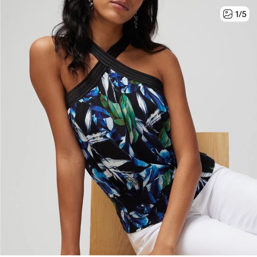 White House Black Market CrossFront Matte Jersey Halter Top